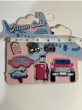 Moon Cake Travel Pins & Patches Set - Airplane Suitcase Jeep Camera Vacation